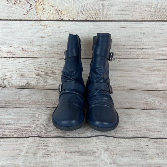 Miz Mooz Pasha Wide Womens Sz EU 36 US 5.5-6 Ankle Boots Navy BLue - Picture 4 of 11